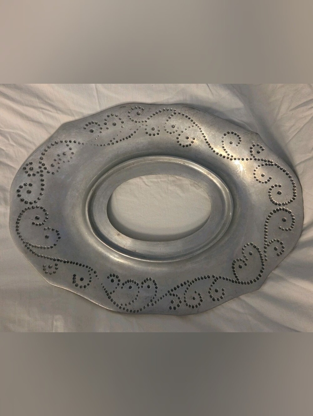 RARE Lenox Cheese Serving Platter Silver French Perle 15.5" X 11" No Insert